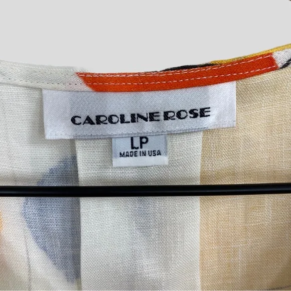 Caroline Rose White Linen Abstract Windowpane Paint Box Tunic - Picture 5 of 9